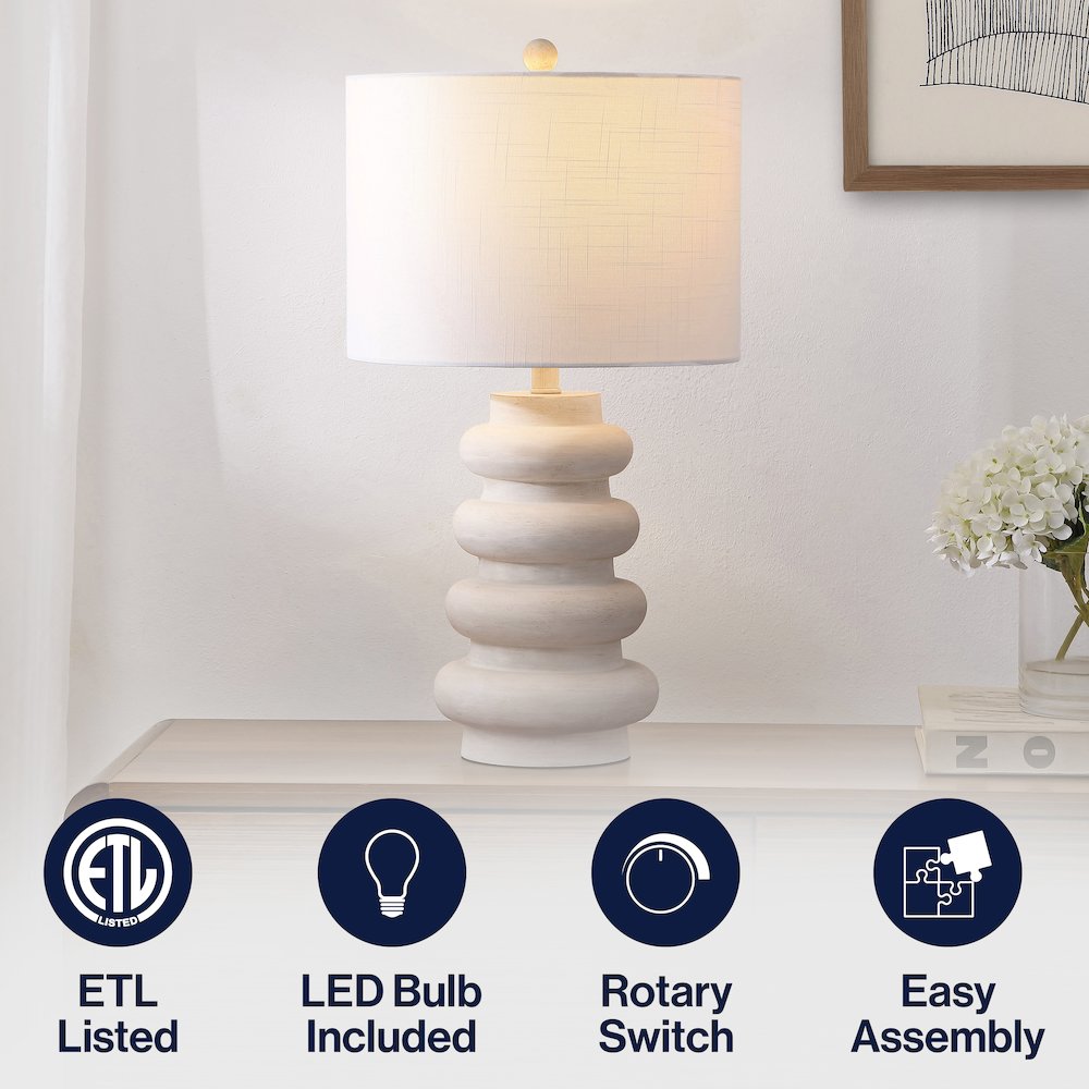 Juniper Modern Minimalist Resin Stacked Ovoid LED Lamp Antique