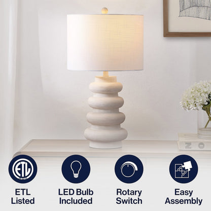 Juniper Modern Minimalist Resin Stacked Ovoid LED Lamp Antique