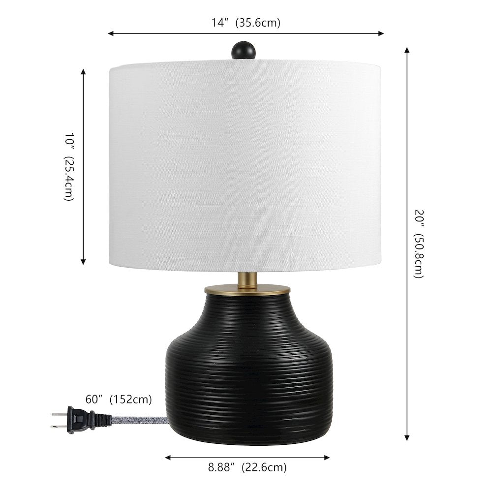 Malone Transitional Ribbed Tapered Ginger Jar Resin/Metal LED Table Lamp