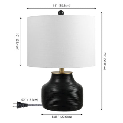 Malone Transitional Ribbed Tapered Ginger Jar Resin/Metal LED Table Lamp