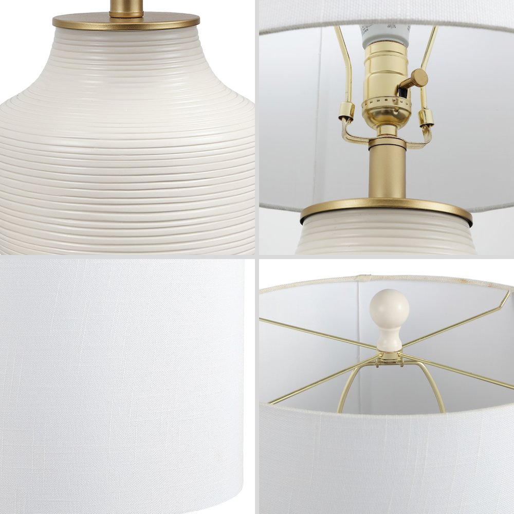 Malone Transitional Ribbed Tapered Ginger Jar Resin/Metal LED Table Lamp