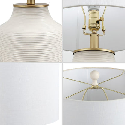 Malone Transitional Ribbed Tapered Ginger Jar Resin/Metal LED Table Lamp