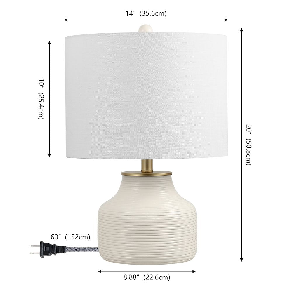 Malone Transitional Ribbed Tapered Ginger Jar Resin/Metal LED Table Lamp