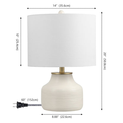 Malone Transitional Ribbed Tapered Ginger Jar Resin/Metal LED Table Lamp