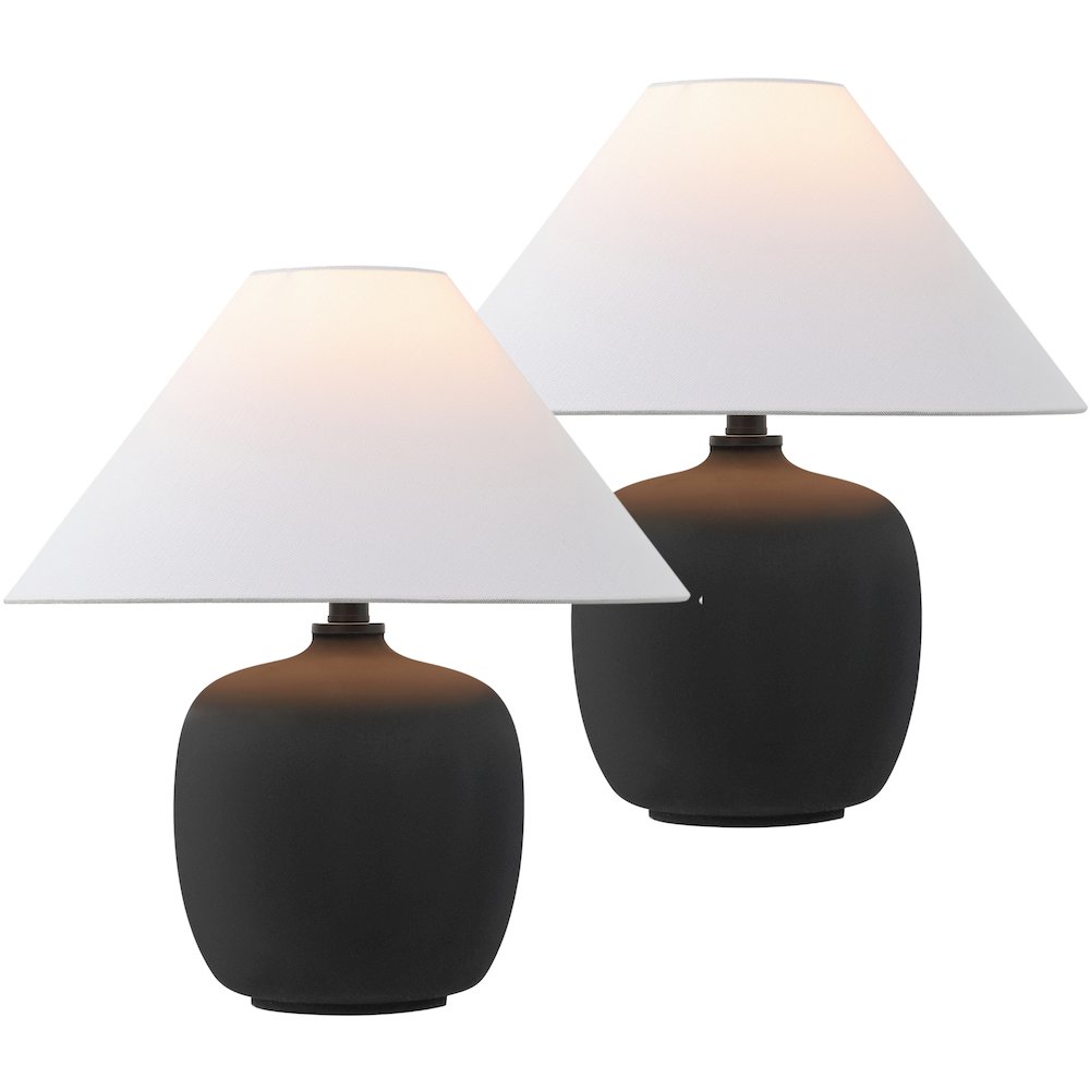 Resin/Iron LED Table Lamp, Matte Black (Set of 2)