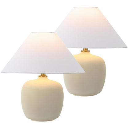 Resin/Iron LED Table Lamp, Matte Cream (Set of 2)