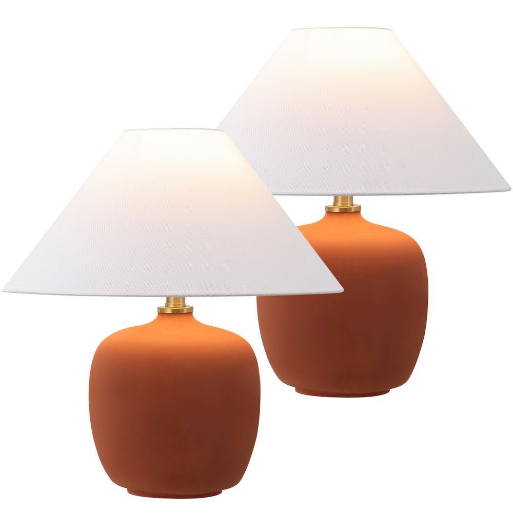 Resin/Iron LED Table Lamp, Matte Wine Red (Set of 2)