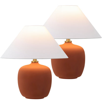 Resin/Iron LED Table Lamp, Matte Wine Red (Set of 2)