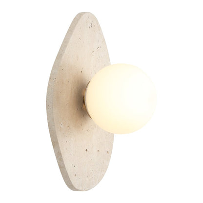 Tivoli Modern Minimalist 1-Light Ovoid Travertine LED Wall Sconce, Light
