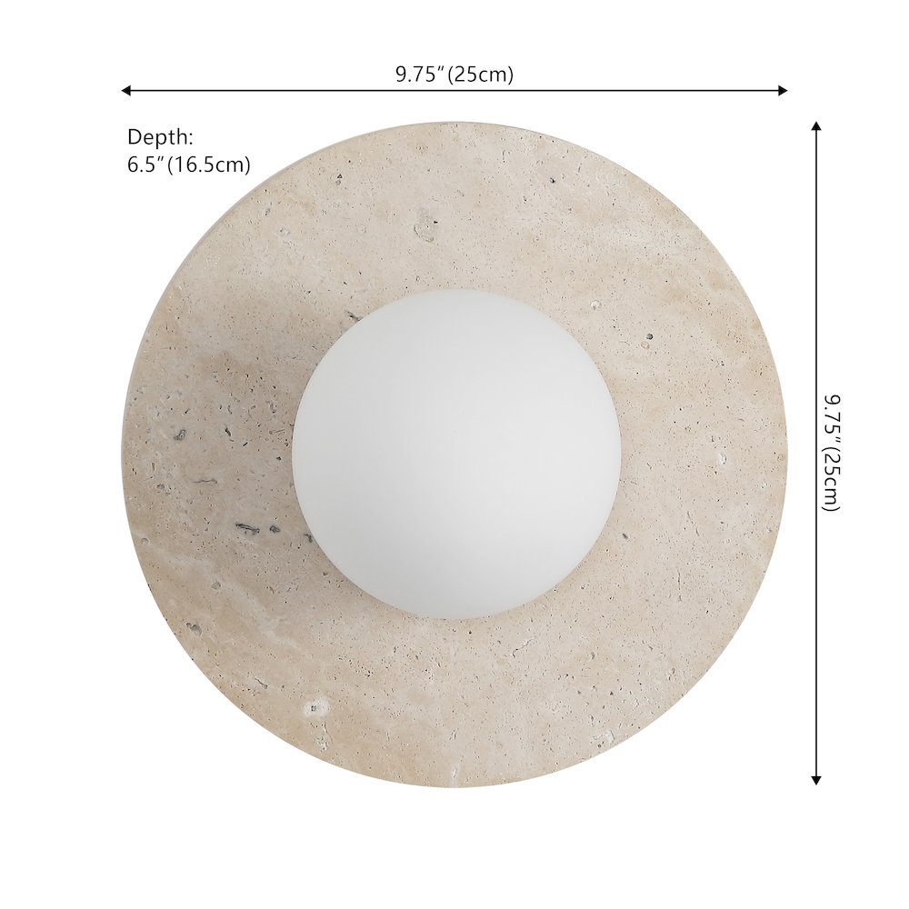 Tivoli Modern Minimalist 1-Light Ovoid Travertine LED Wall Sconce, Light