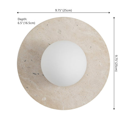 Tivoli Modern Minimalist 1-Light Ovoid Travertine LED Wall Sconce, Light