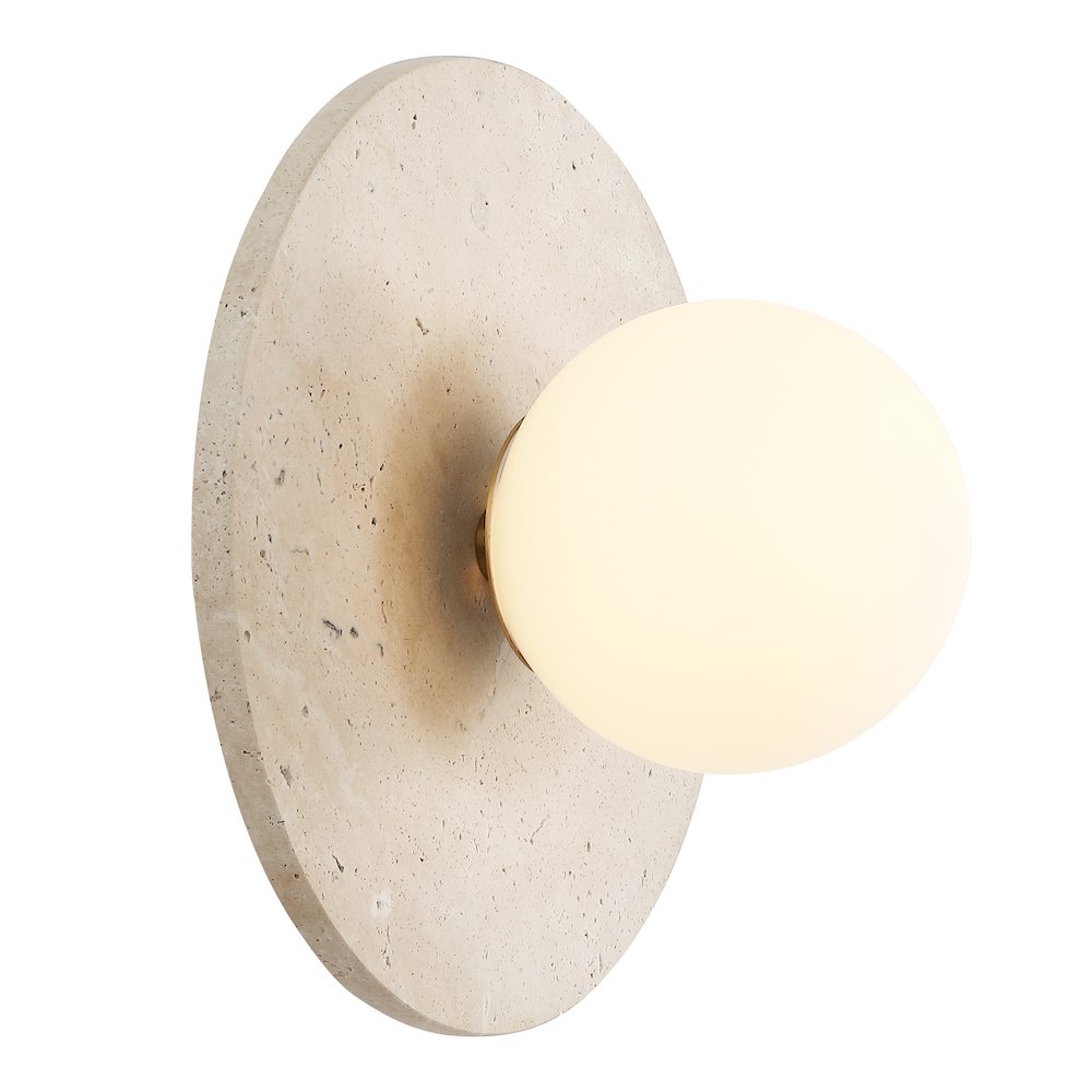 Tivoli Modern Minimalist 1-Light Ovoid Travertine LED Wall Sconce, Light