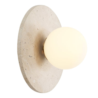 Tivoli Modern Minimalist 1-Light Ovoid Travertine LED Wall Sconce, Light