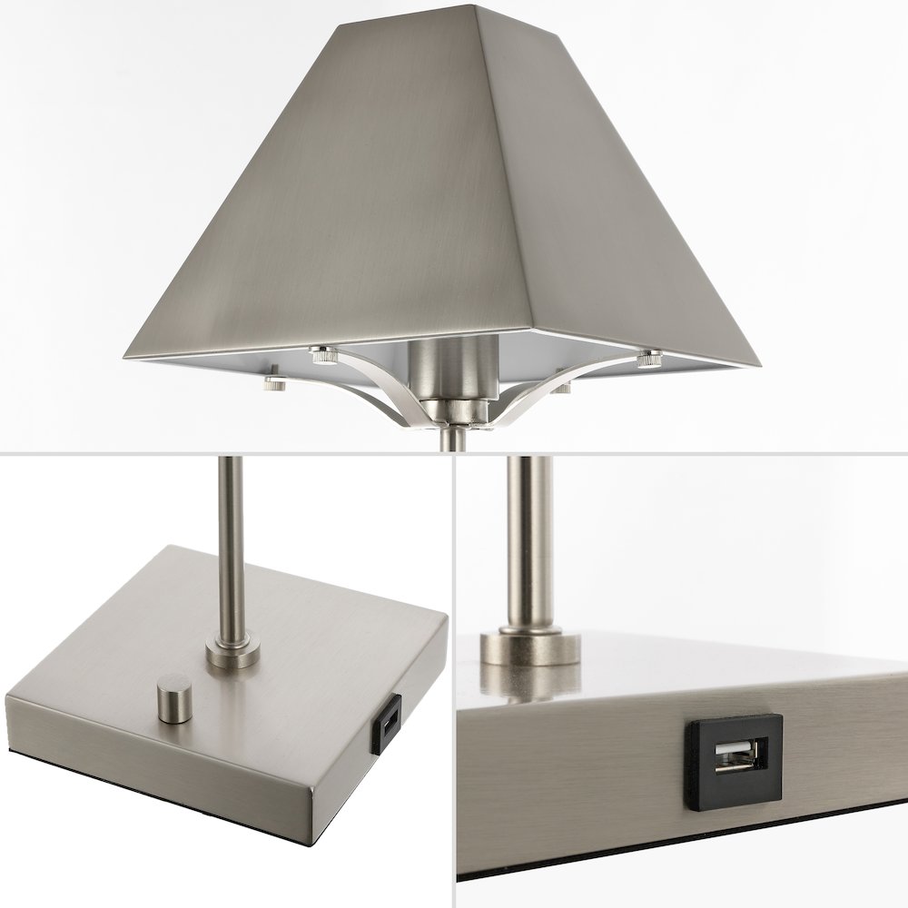 Ruthen Industrial Style Iron Pyramid Bedside Led Table Lamp