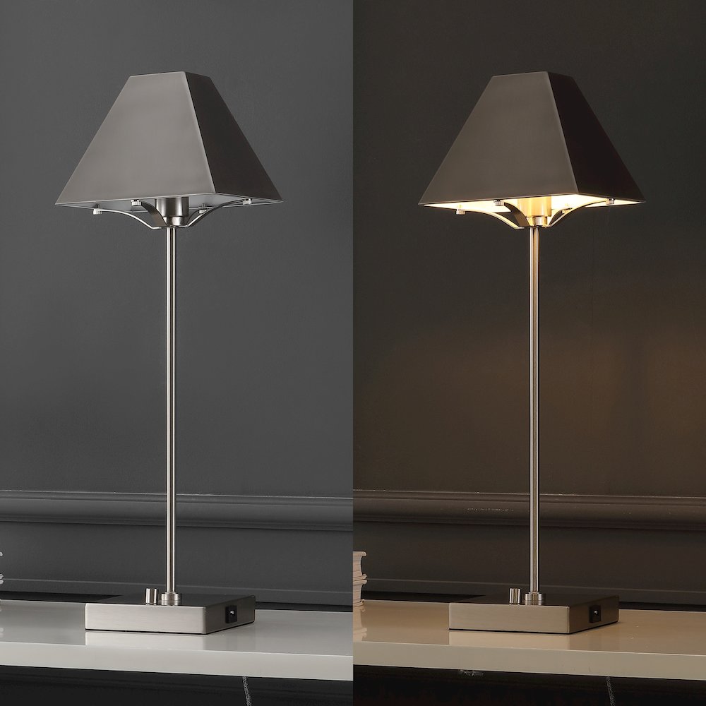 Ruthen Industrial Style Iron Pyramid Bedside Led Table Lamp