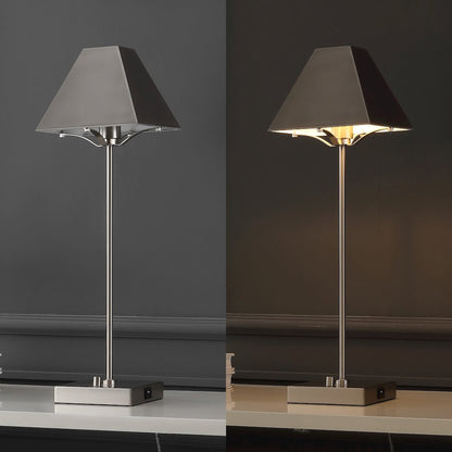 Ruthen Industrial Style Iron Pyramid Bedside Led Table Lamp