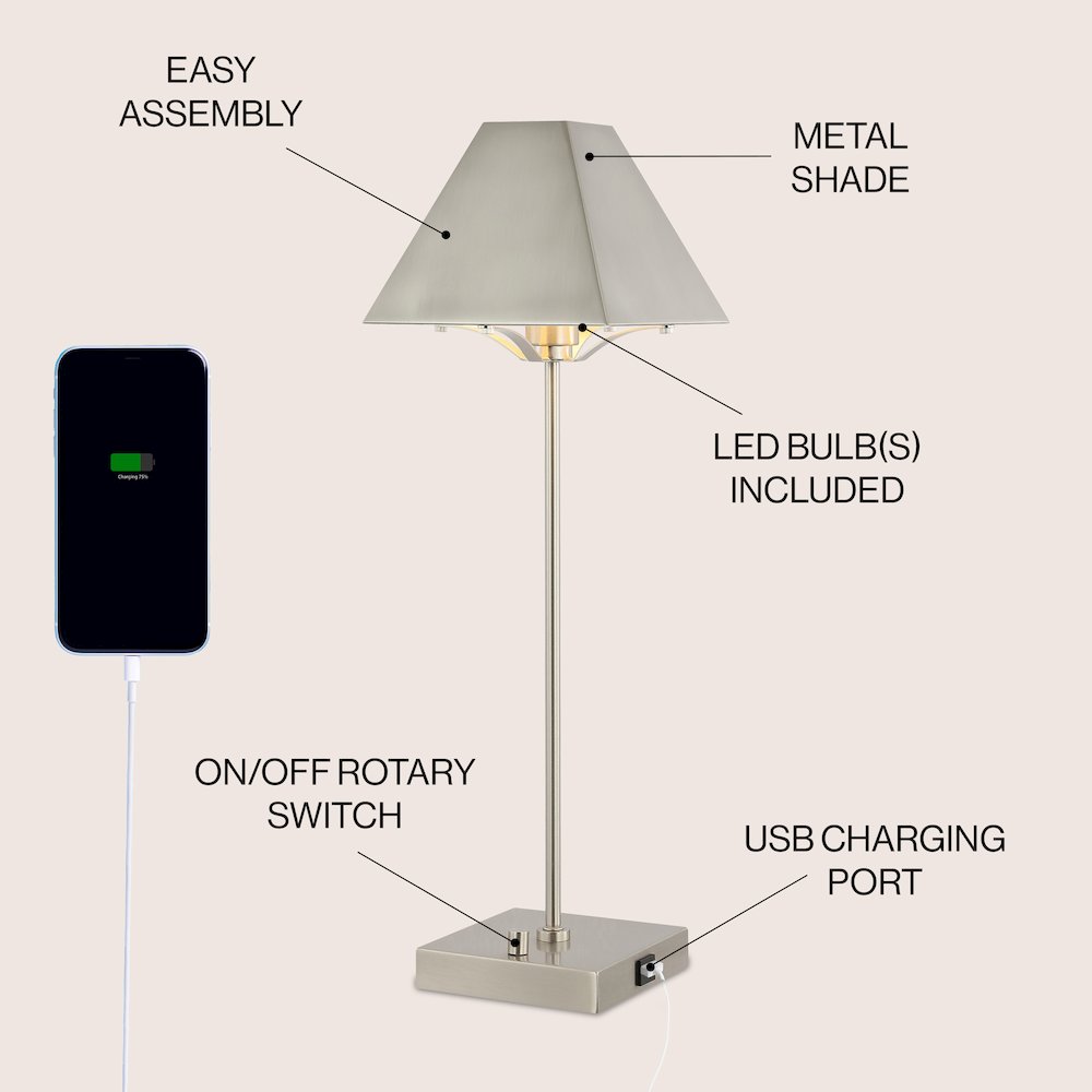 Ruthen Industrial Style Iron Pyramid Bedside Led Table Lamp