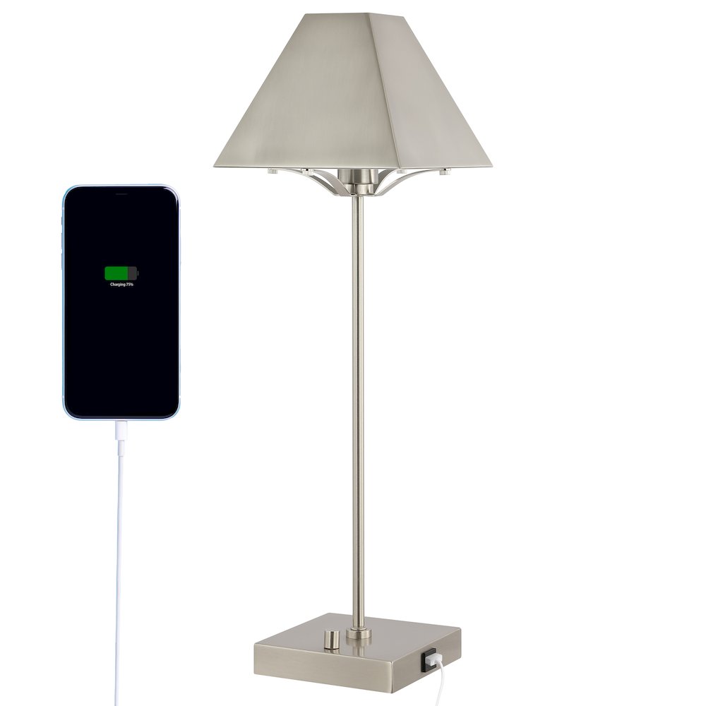 Ruthen Industrial Style Iron Pyramid Bedside Led Table Lamp