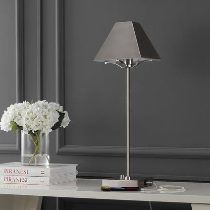 Ruthen Industrial Style Iron Pyramid Bedside Led Table Lamp