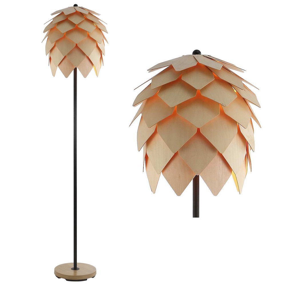 Simon Pinecone Wood/Metal Led Floor Lamp