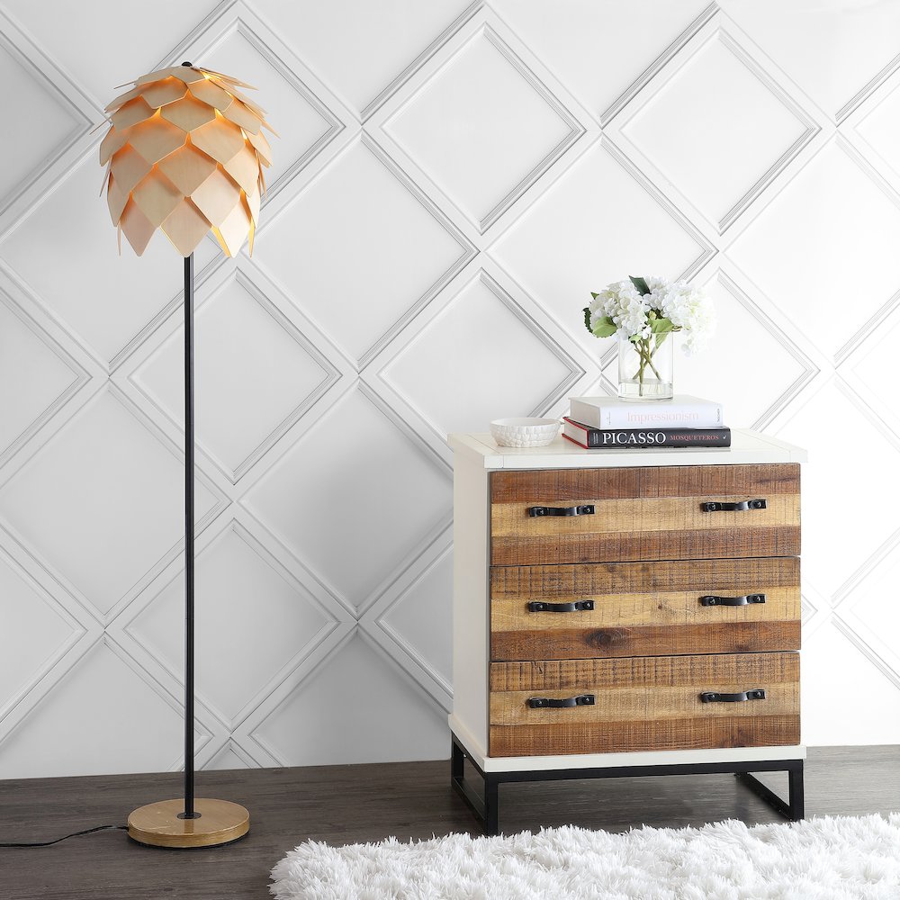 Simon Pinecone Wood/Metal Led Floor Lamp