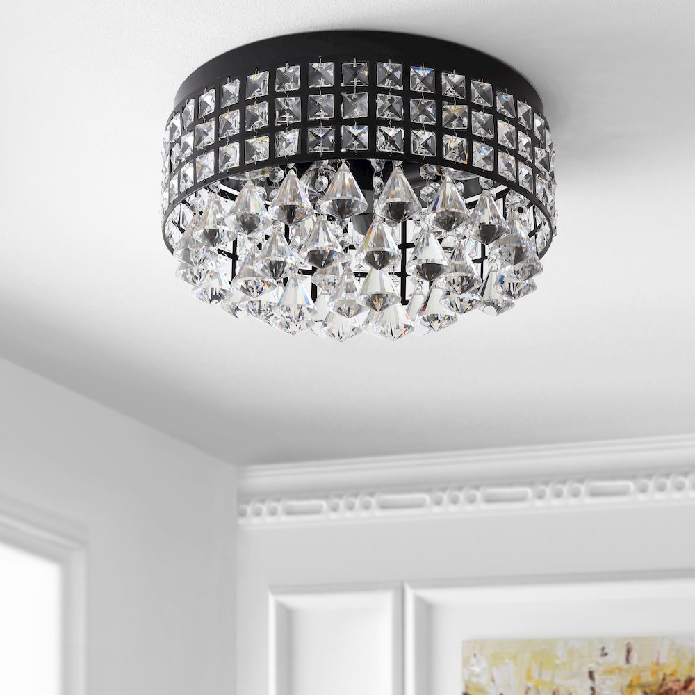 Meredith Crystal Dropsmetal Led Flush Mount