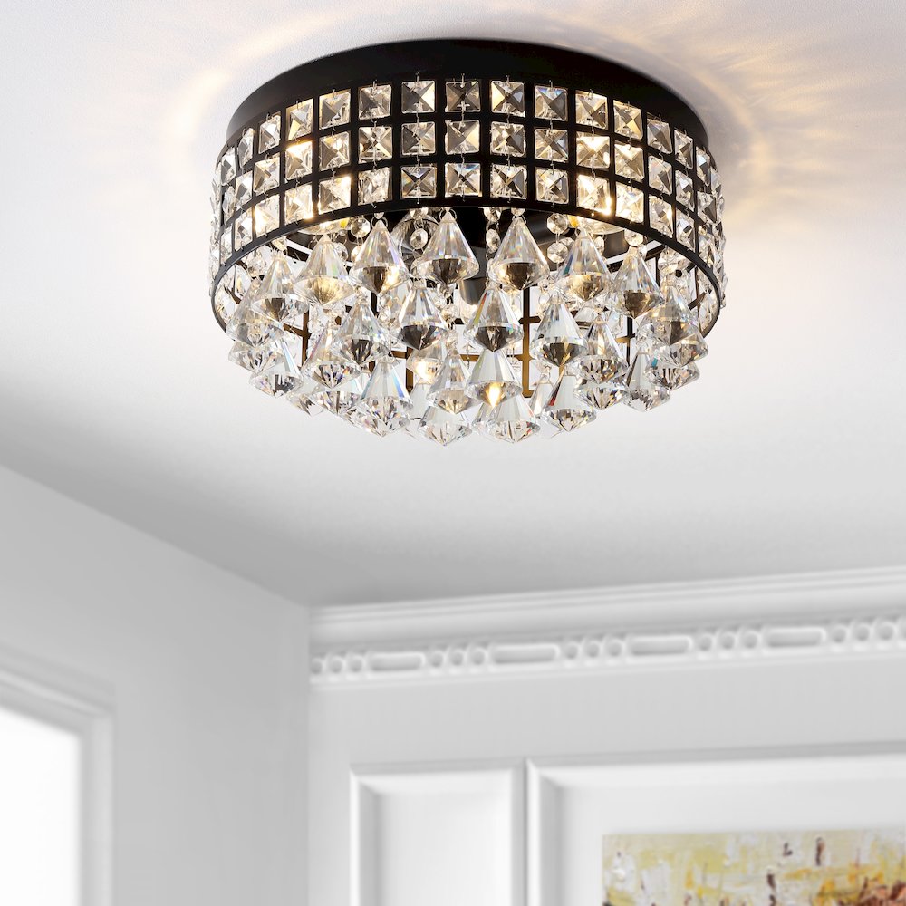 Meredith Crystal Dropsmetal Led Flush Mount
