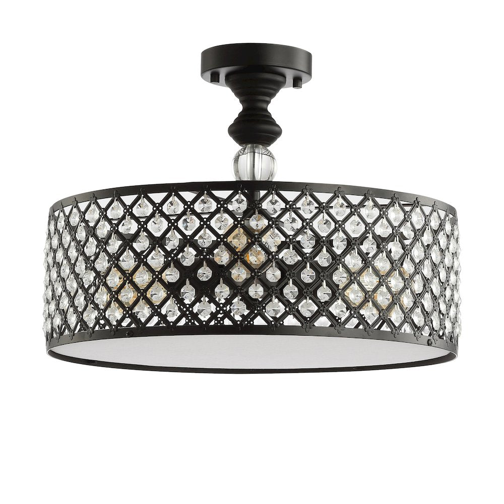 Elise Crystal/Metal Drum Semi Flush Mount