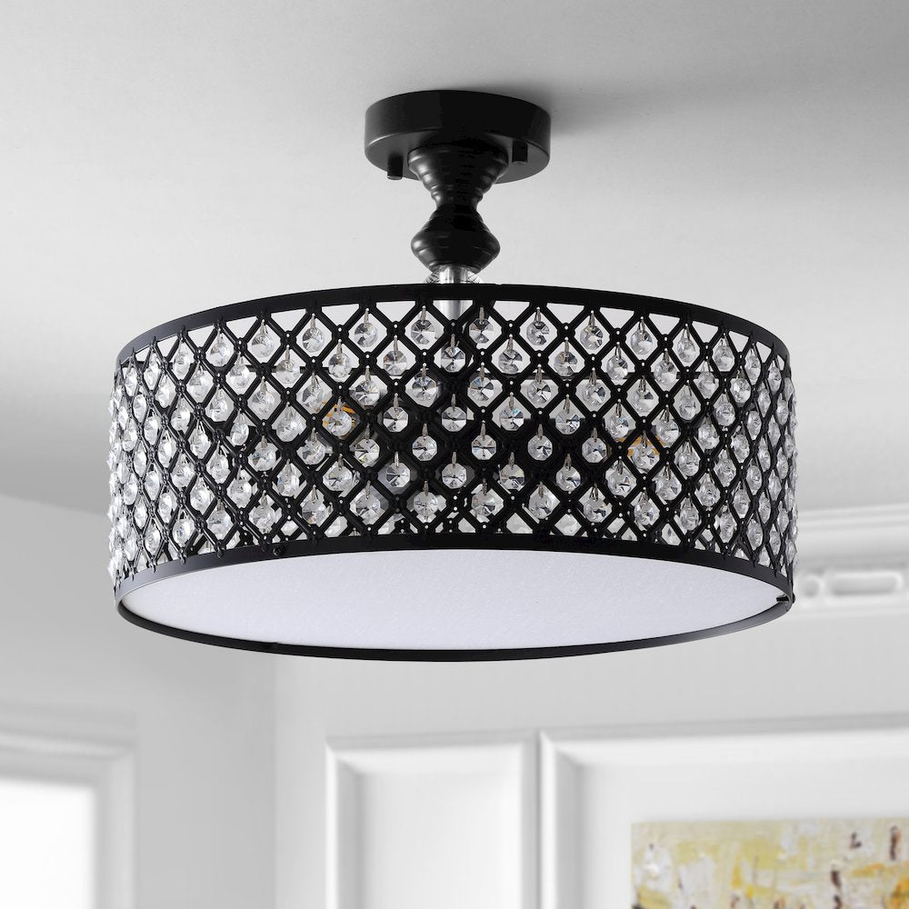 Elise Crystal/Metal Drum Semi Flush Mount