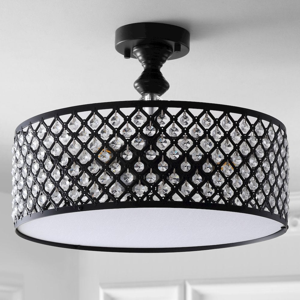 Elise Crystal/Metal Drum Semi Flush Mount