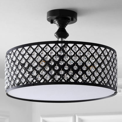 Elise Crystal/Metal Drum Semi Flush Mount