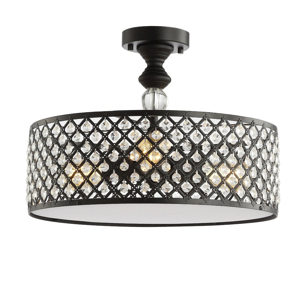 Elise Crystal/Metal Drum Semi Flush Mount
