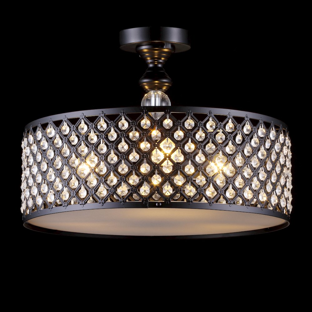 Elise Crystal/Metal Drum Semi Flush Mount