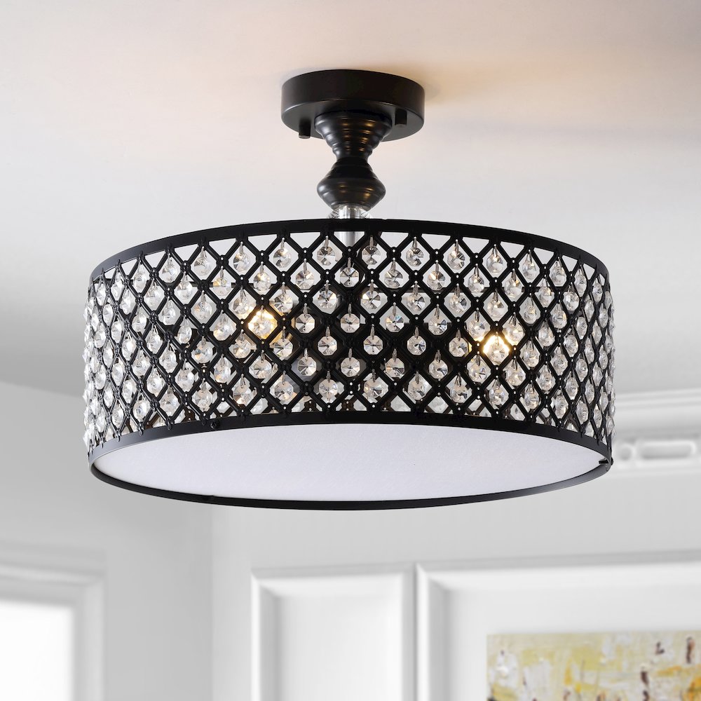 Elise Crystal/Metal Drum Semi Flush Mount