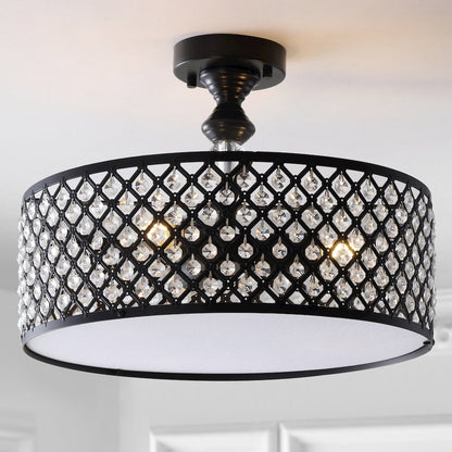 Elise Crystal/Metal Drum Semi Flush Mount