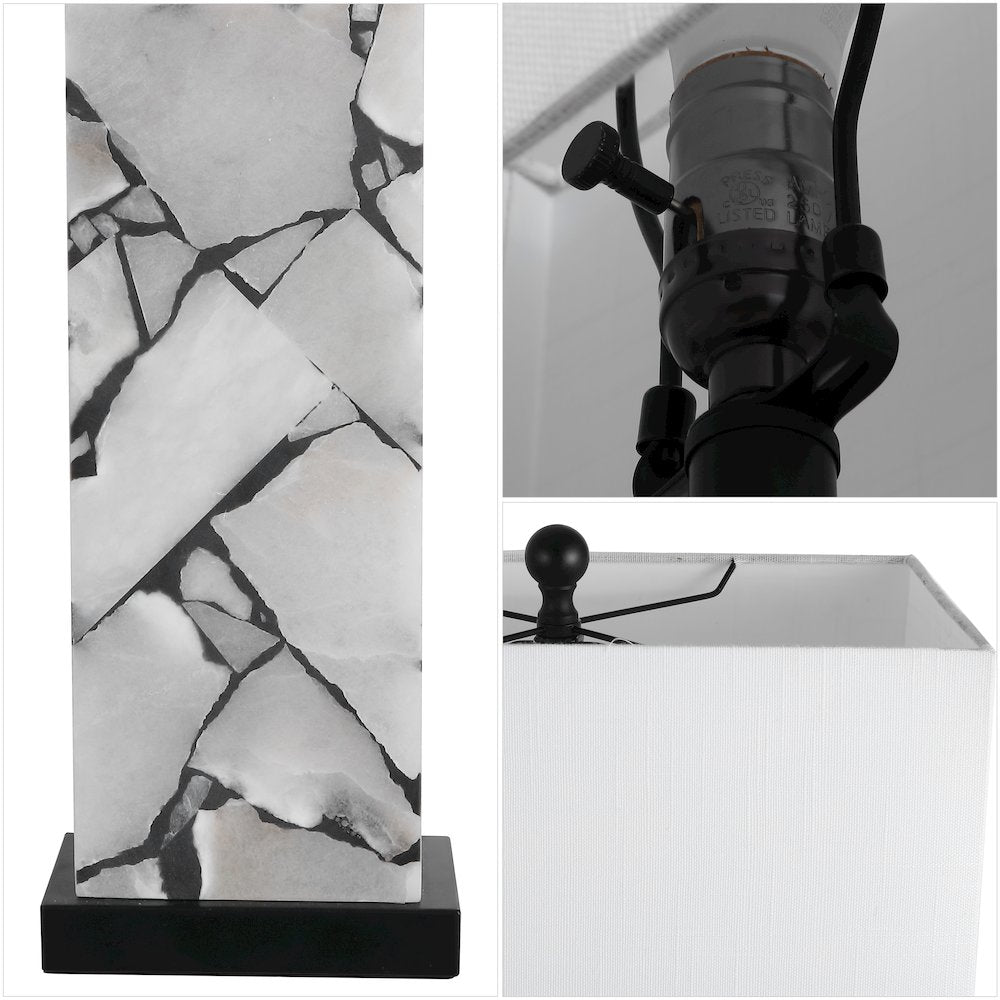 Elizabeth Alabaster Mosaic LED Table Lamp with Nightlight Base