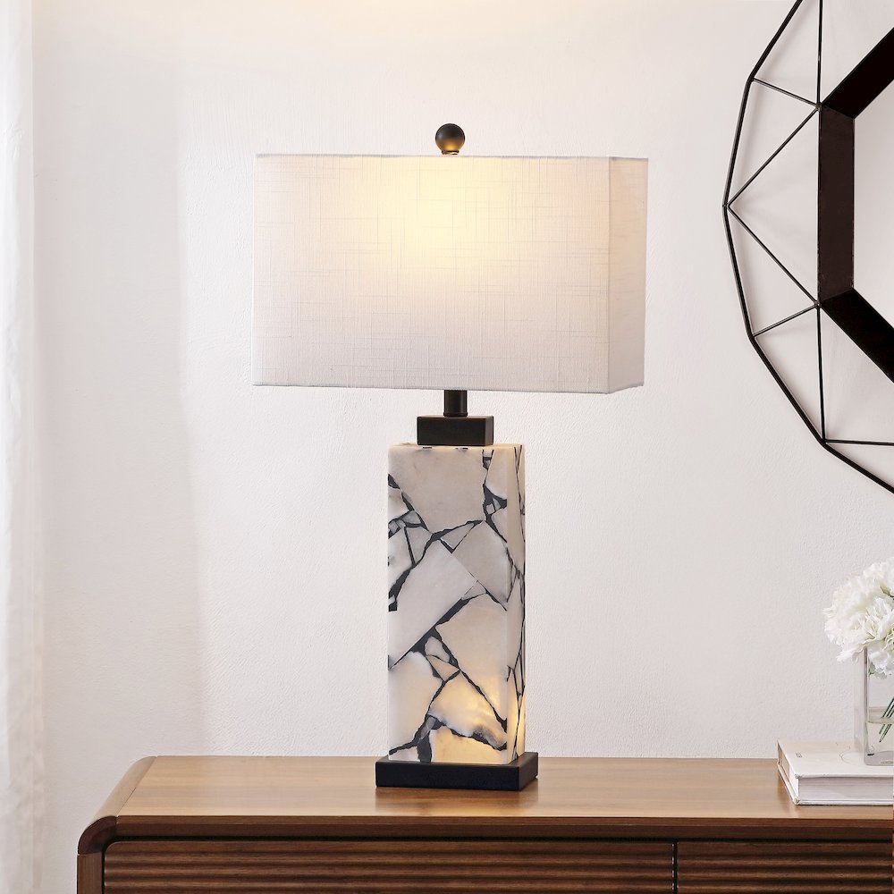 Elizabeth Alabaster Mosaic LED Table Lamp with Nightlight Base