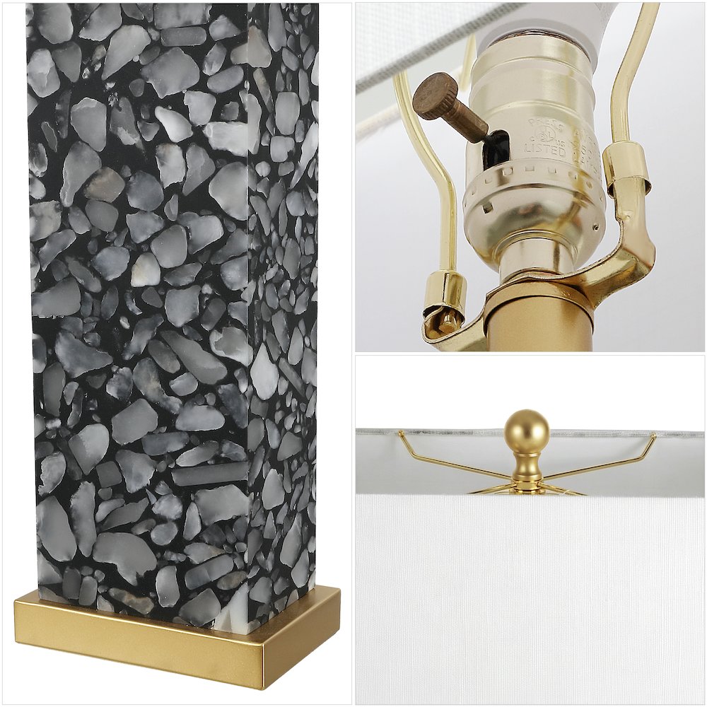 Elizabeth Alabaster Terrazzo LED Table Lamp with Nightlight Base