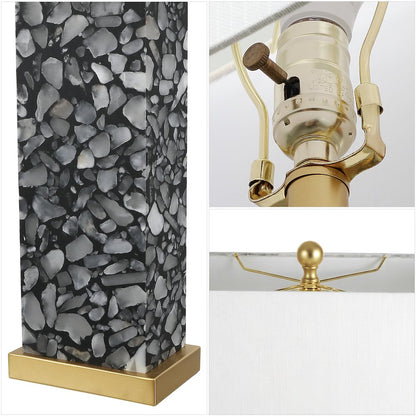 Elizabeth Alabaster Terrazzo LED Table Lamp with Nightlight Base