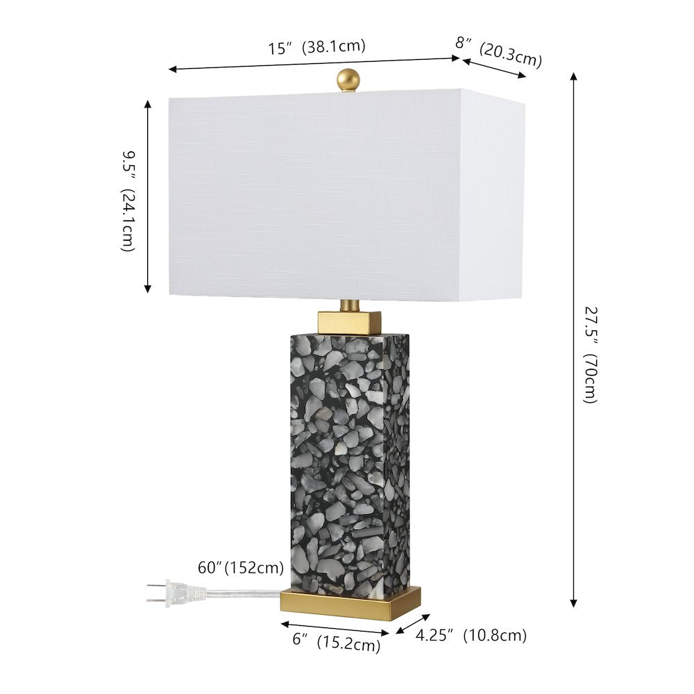 Elizabeth Alabaster Terrazzo LED Table Lamp with Nightlight Base