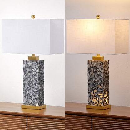 Elizabeth Alabaster Terrazzo LED Table Lamp with Nightlight Base