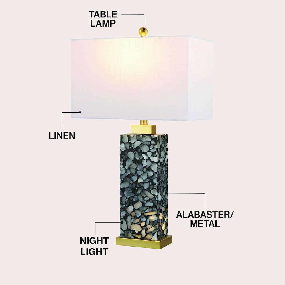 Elizabeth Alabaster Terrazzo LED Table Lamp with Nightlight Base