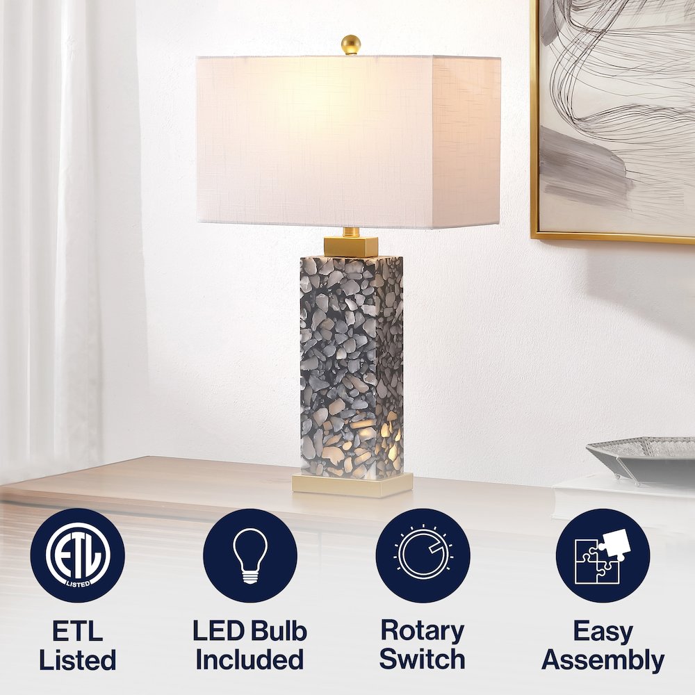 Elizabeth Alabaster Terrazzo LED Table Lamp with Nightlight Base
