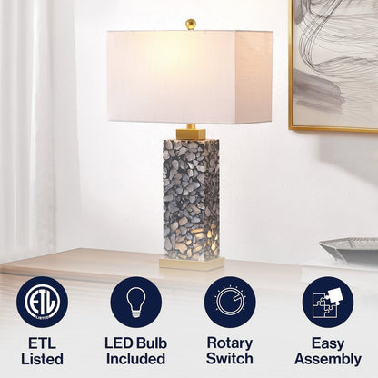 Elizabeth Alabaster Terrazzo LED Table Lamp with Nightlight Base