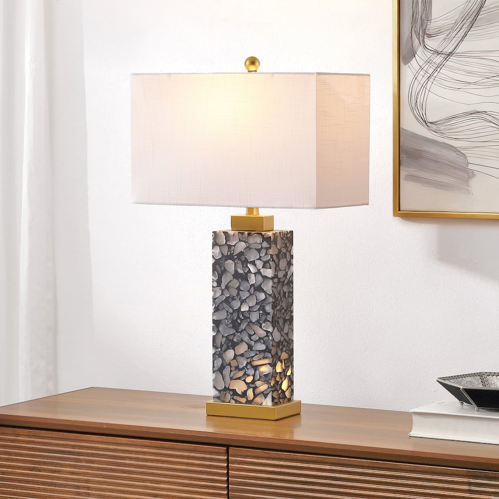 Elizabeth Alabaster Terrazzo LED Table Lamp with Nightlight Base