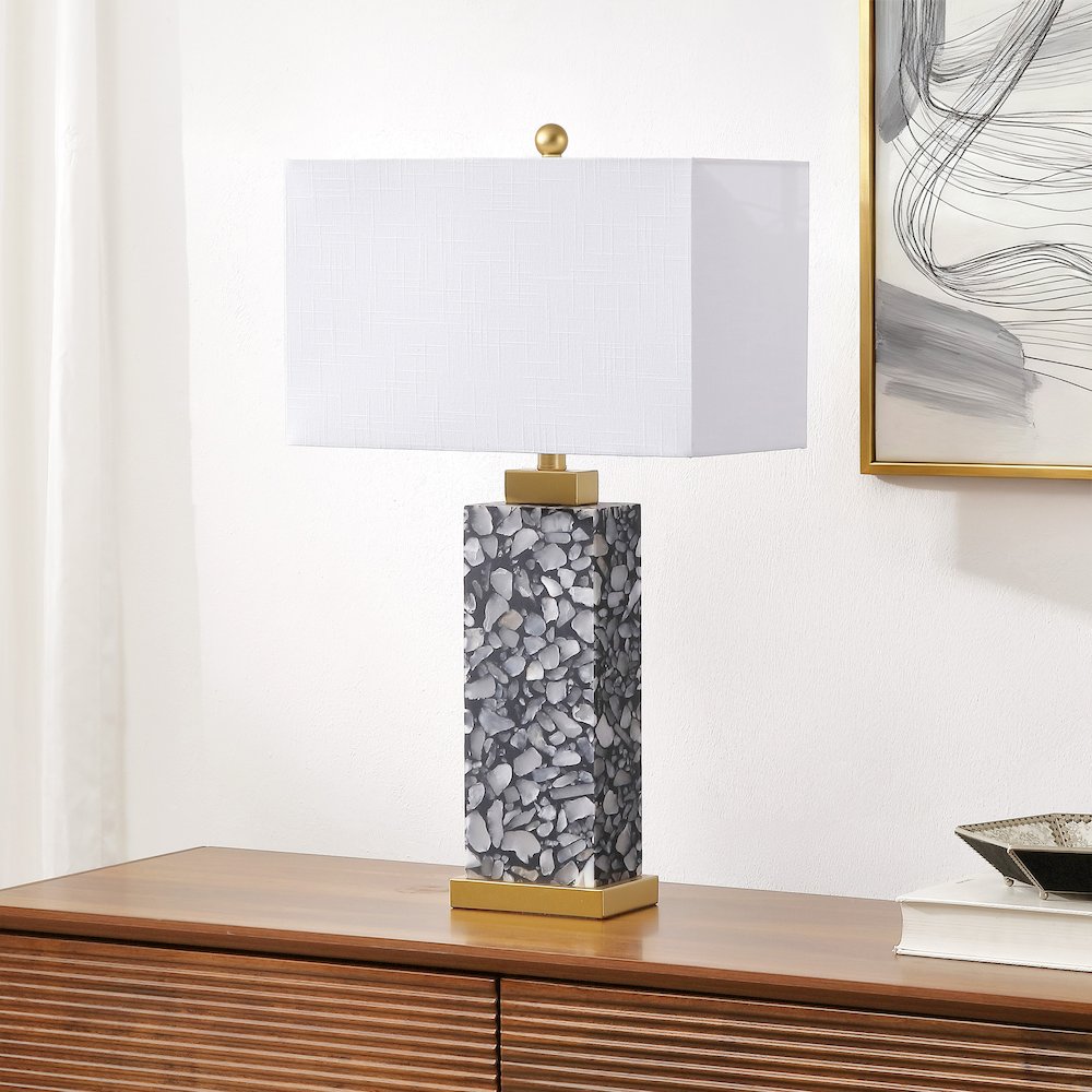 Elizabeth Alabaster Terrazzo LED Table Lamp with Nightlight Base