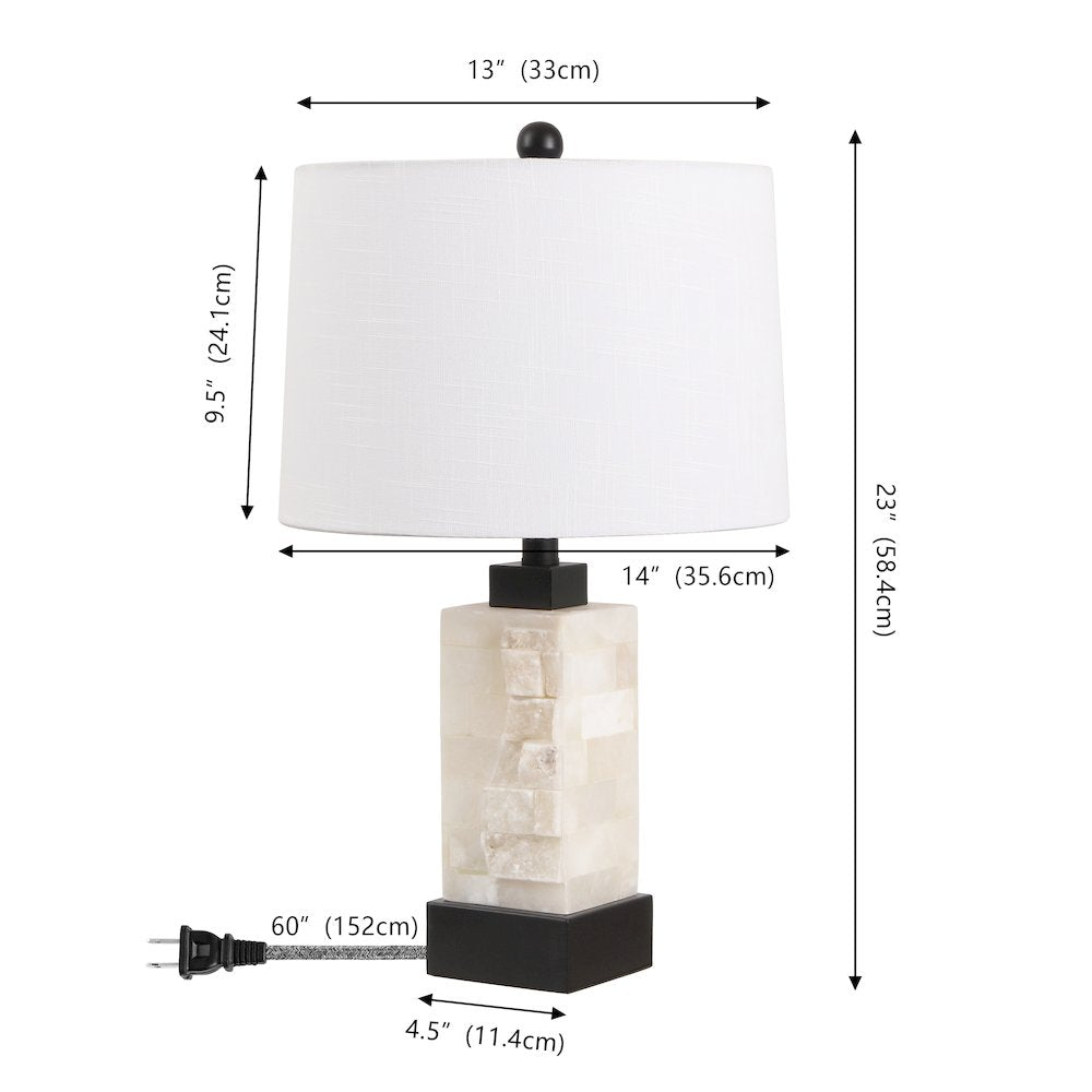 Eloise Alabaster/Metal LED Table Lamp with Nightlight Base