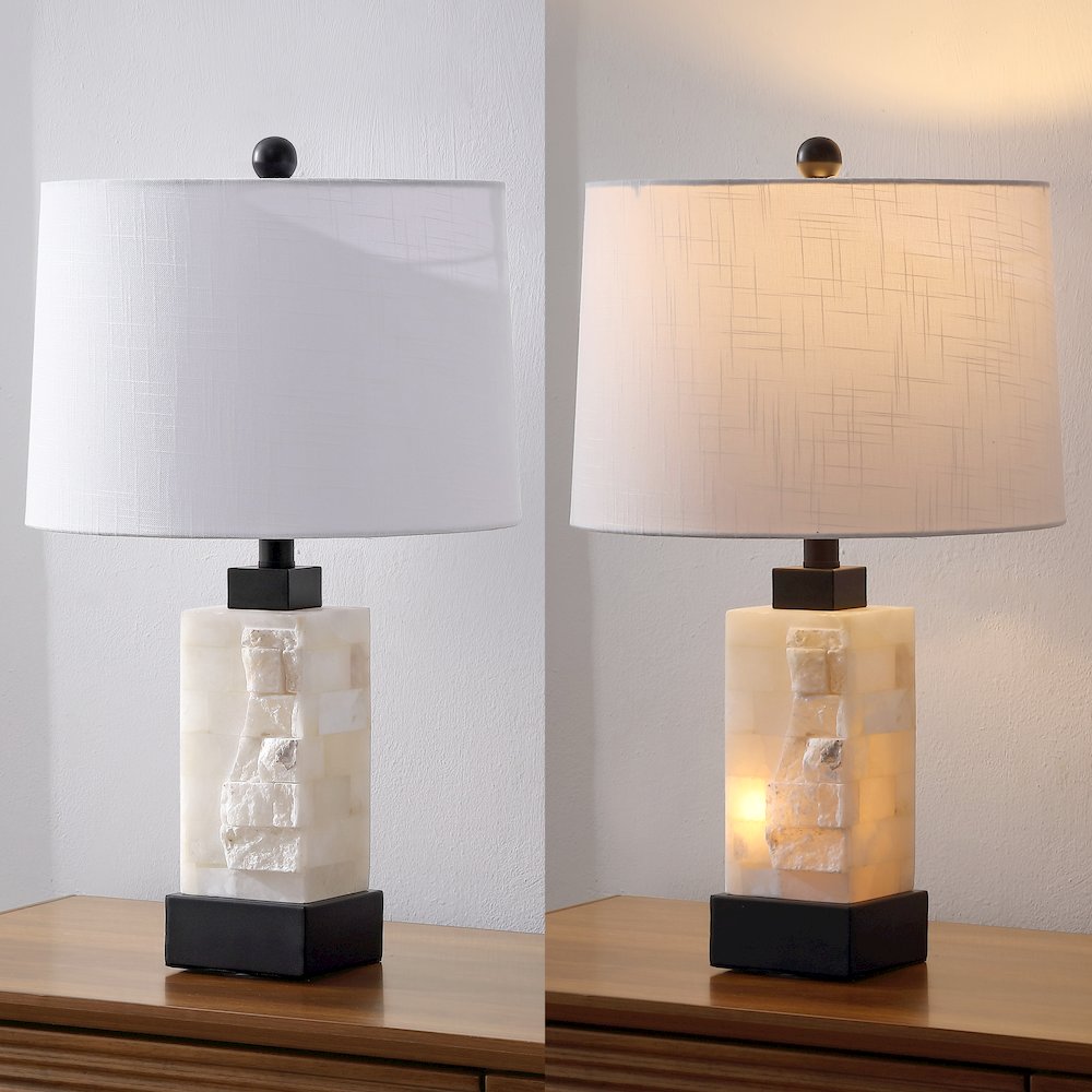 Eloise Alabaster/Metal LED Table Lamp with Nightlight Base