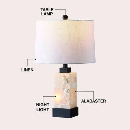 Eloise Alabaster/Metal LED Table Lamp with Nightlight Base