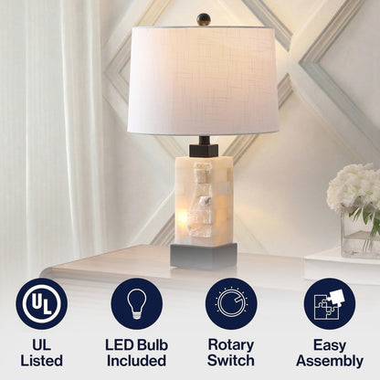 Eloise Alabaster/Metal LED Table Lamp with Nightlight Base
